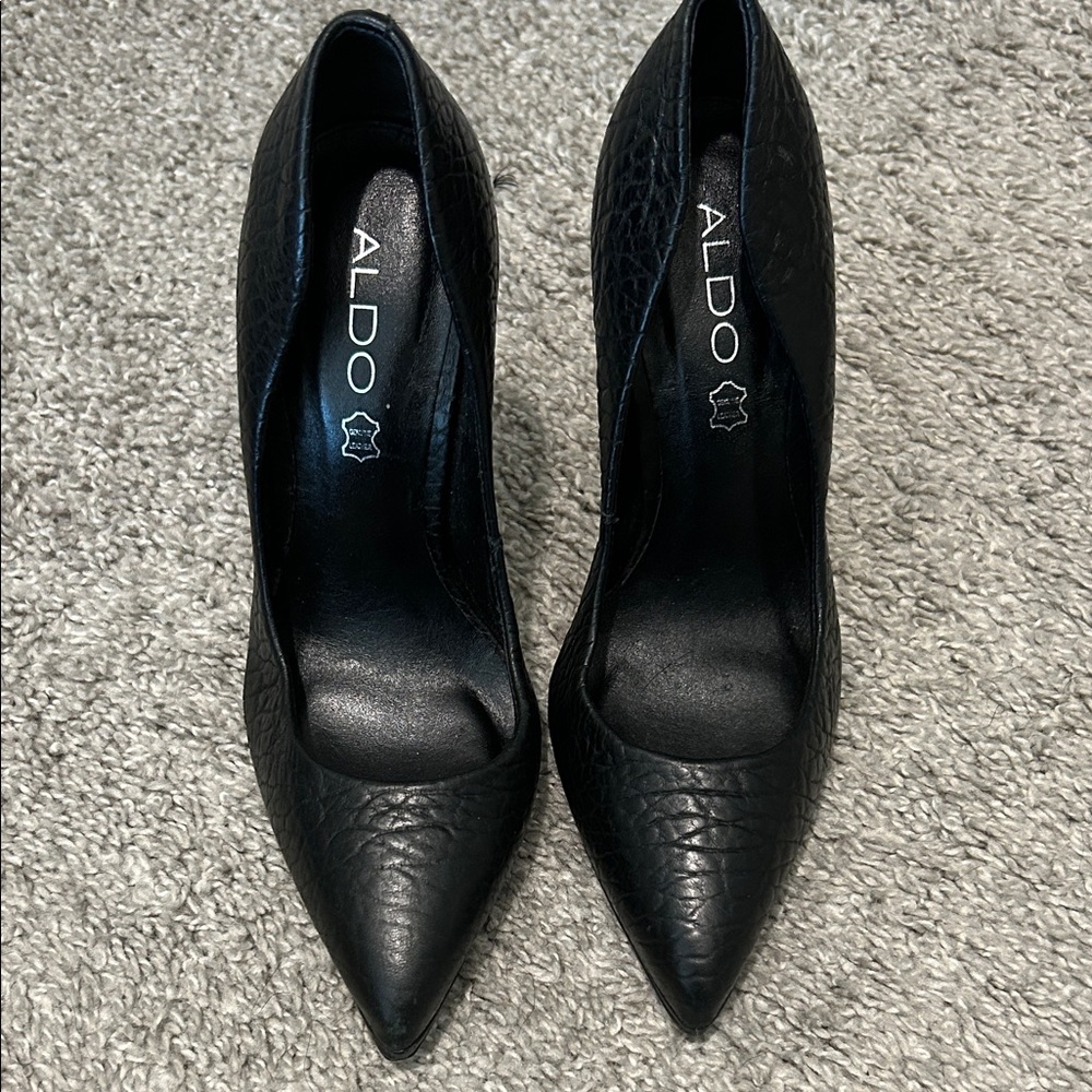 Aldo Black Textured Heels